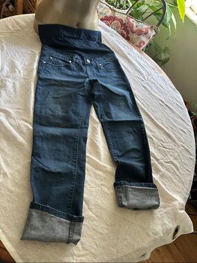 Lilac Clothing Dark Blue Boyfriend Jeans with Folded Cuffs